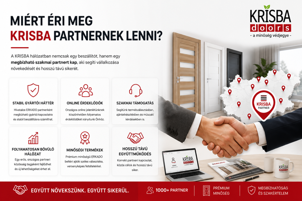 Miért éri meg KRISBA partnernek lenni – ERKADO beltéri ajtó partnerhálózat és szakmai támogatás